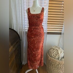 House of Harlow 1960 Terracotta and Cream Maxi Dress